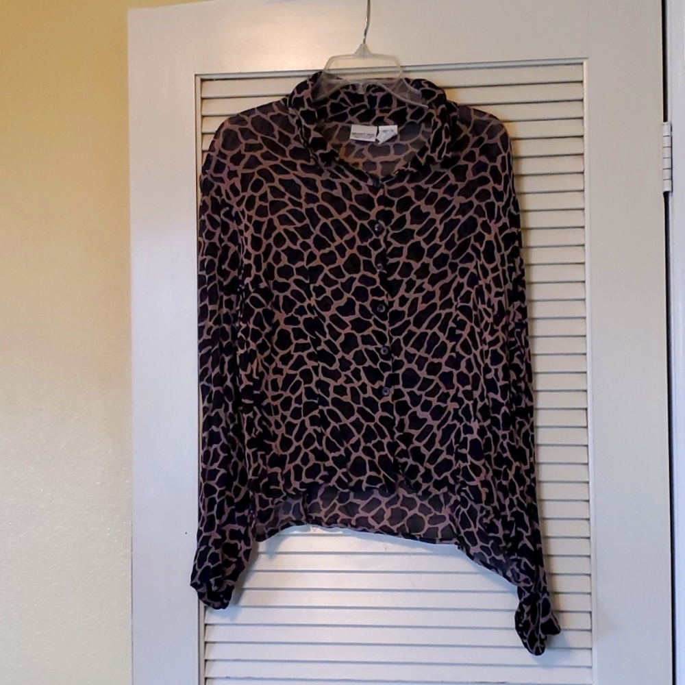 VINTAGE NEWPORT NEWS ANIMAL PRINT SHEER TOP